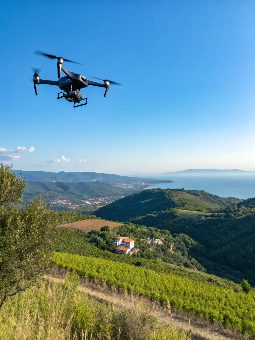 A DJI Mavic 3 Enterprise Series drone in flight, showcasing its compact design and advanced sensors, used by Amped Aerial for high-accuracy mapping and inspections.